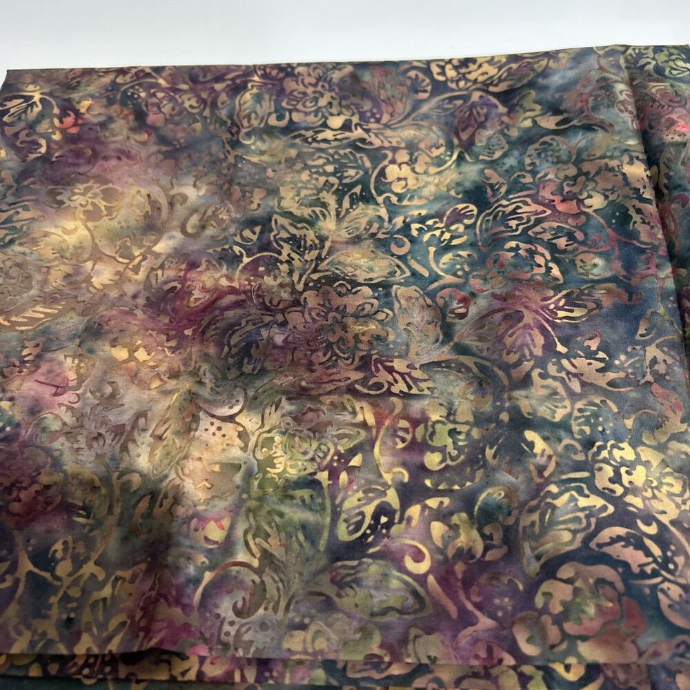 Cotton Batik Floral Print Quilting Crafts Sewing Fabric 48" X 44" Jewel Tones